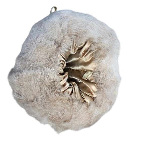 Vintage Handwarmer Muff Beige Fur Victorian Elegant Edwardian Winter - Picture 4 of 8